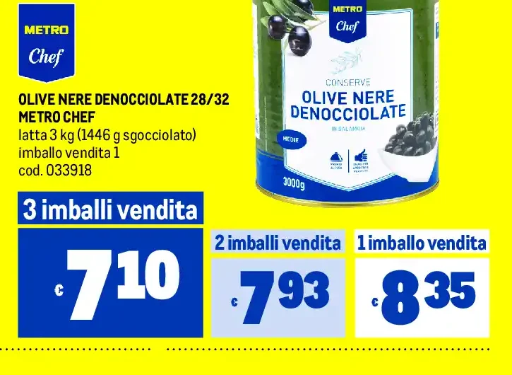 Olive nere denocciolate 28/32 Metro Chef