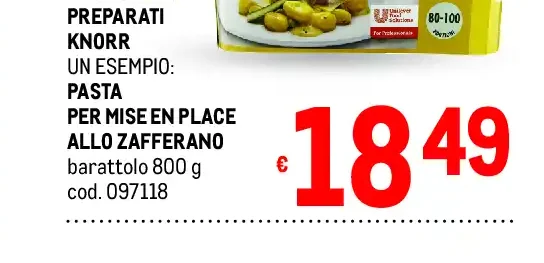 Preparati Knorr pasta per mise en place allo zafferano