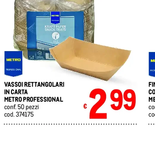 Vassoi rettangolari in carta Metro Professional