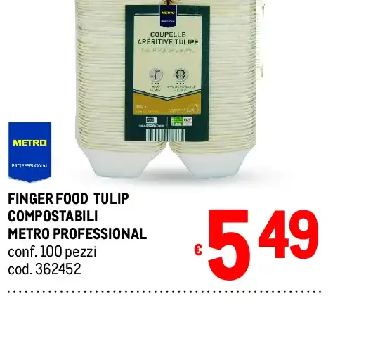 Finger food Tulip compostabili Metro Professional