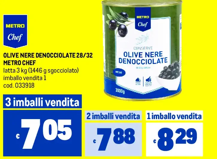 Olive nere denocciolate 28/32 Metro Chef