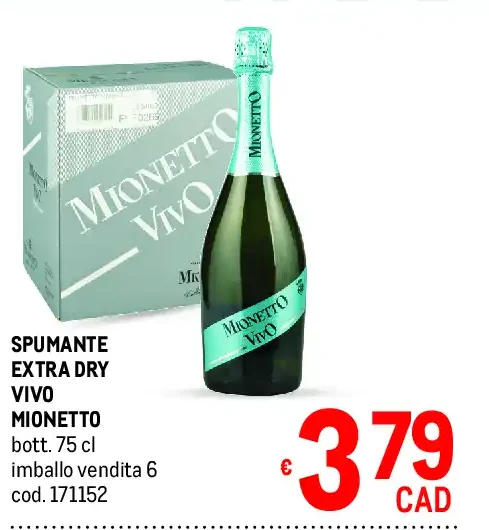 Spumante Extra Dry Vivo Mionetto