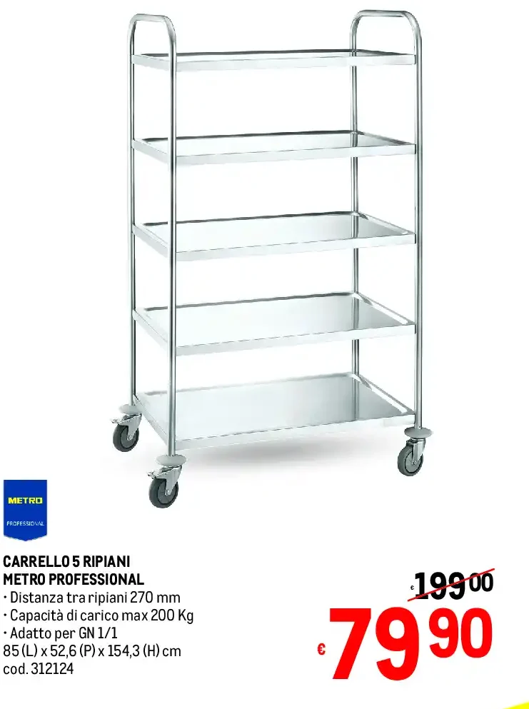 Carrello 5 ripiani Metro Professional