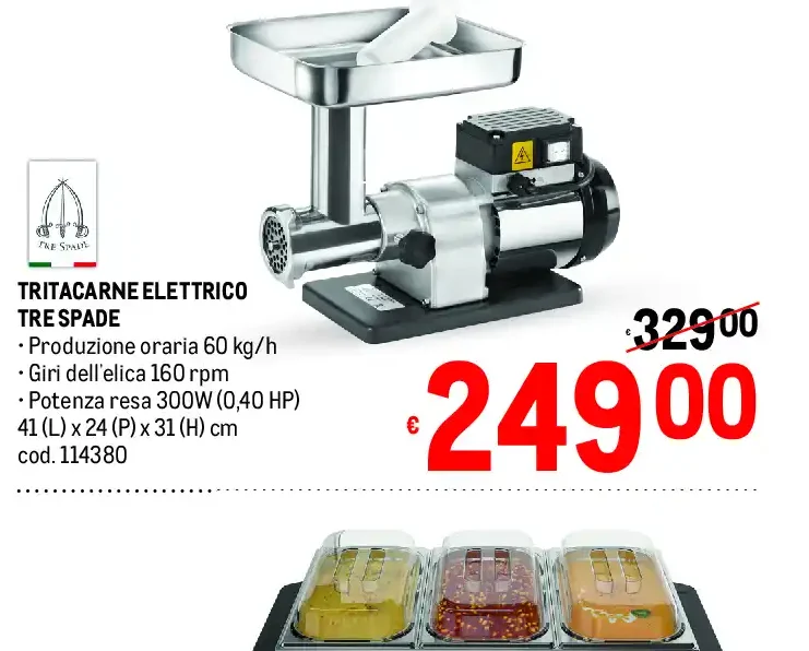 Tritacarne elettrico Tre Spade