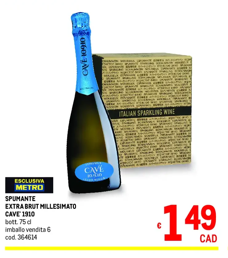 Spumante extra brut millesimato Cavè 1910