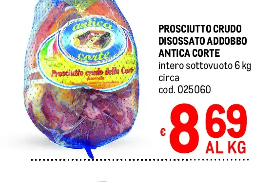 Prosciutto crudo disossato adobbo Antica Corte