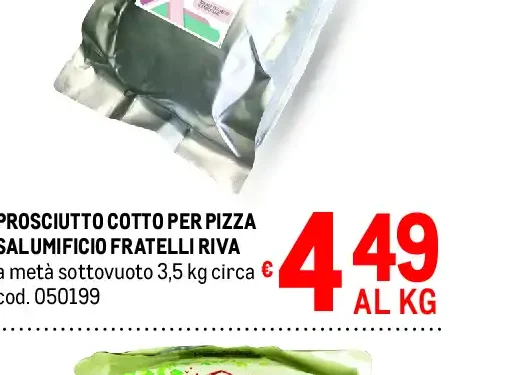 Prosciutto cotto per pizza Salumificio Fratelli Riva