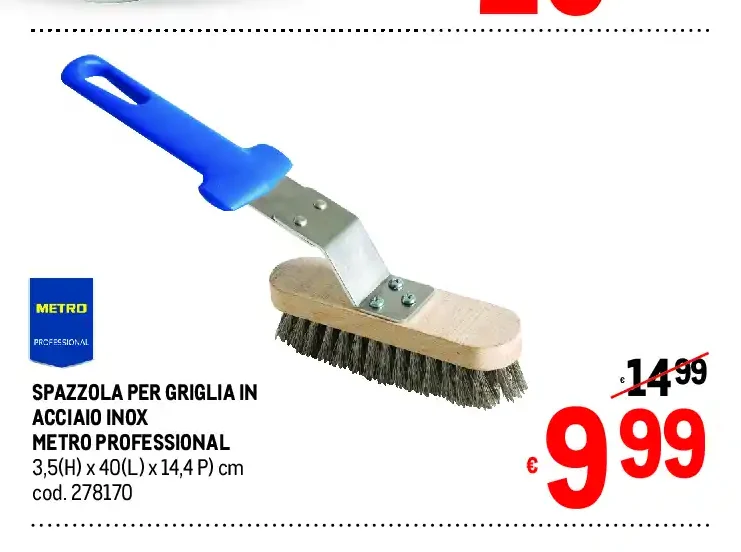 Spazzola per griglia in acciaio inox
