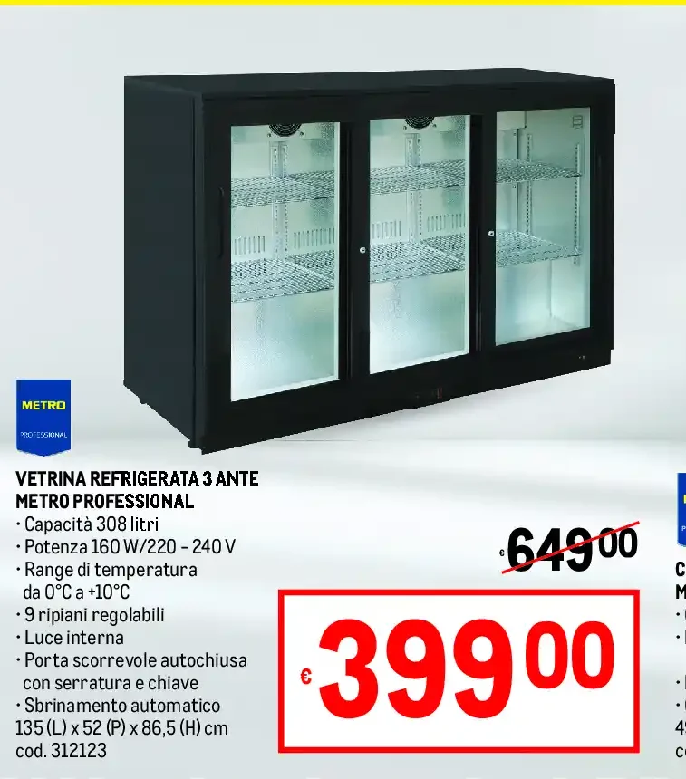 Vetrina refrigerata 3 ante