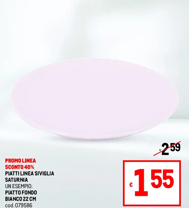 Piatto fondo bianco 22 cm