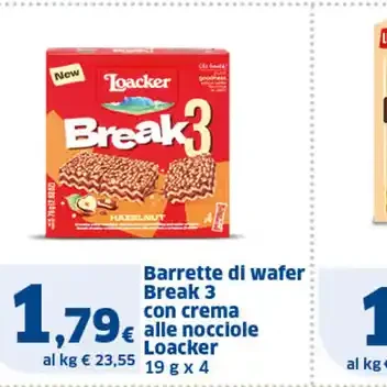 Barrette di wafer Break3 con crema alle nocciole Loacker