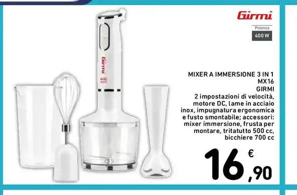 Mixer a immersione 3 in 1 MX16 Girmi
