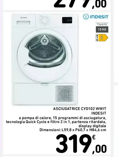 Asciugatrice Indesit CYD102 WIT
