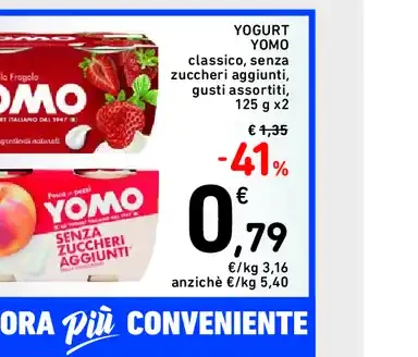 Yogurt Yomo senza zuccheri aggiunti