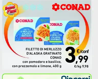 Filetto di merluzzo d'Alaska gratinato Conad