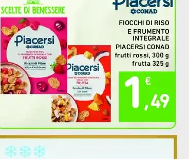 Fiocchi di riso e frumento integrale Piacersi