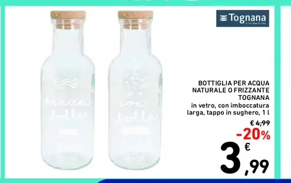 Bottiglia per acqua naturale frizzante