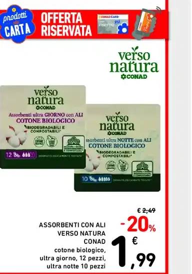 Assorbenti con ali Verso Natura Conad
