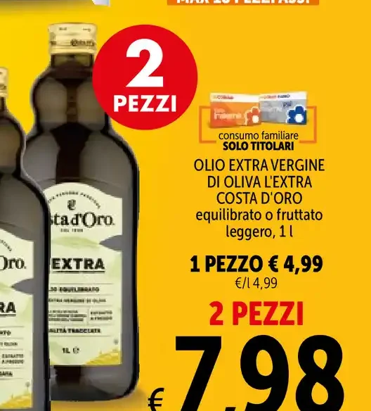 Olio extra vergine di oliva L'Extra Costa d'Oro, 1 l
