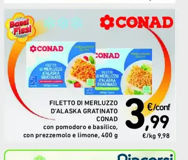 Filetto di merluzzo d'Alaska gratinato Conad