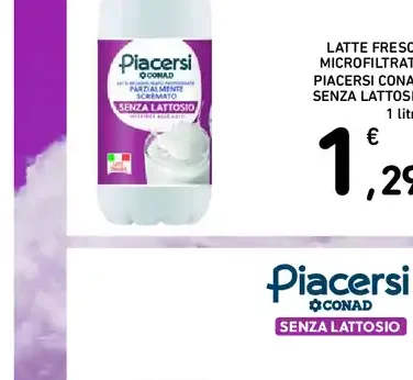 Latte fresco microfiltrato Piacersi senza lattosio