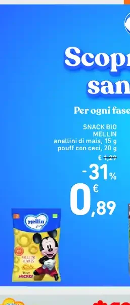 Snack bio Mellin anelli di mais