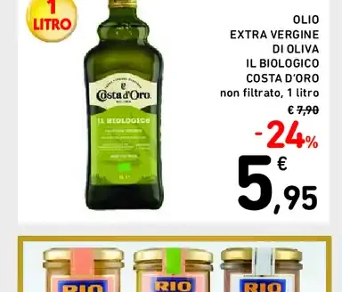 Olio extra vergine di oliva Costa d'Oro biologico