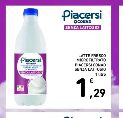 Latte fresco microfiltrato Piacersi senza lattosio
