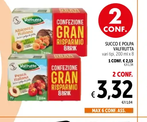 Succo e polpa Valfrutta, 200 ml x 8