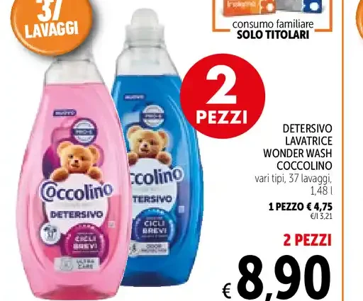 Detersivo lavatrice Wonder Wash Coccolino, 37 lavaggi, 1,48 l
