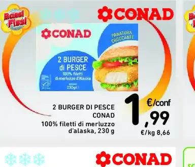 Burger di pesce Conad