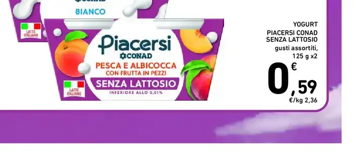 Yogurt Piacersi Conad senza lattosio