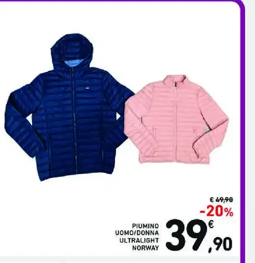 Piumino uomo/donna ultralight