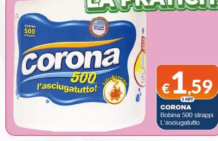 Bobina asciugattutto Corona 500 strappi