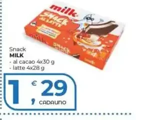 Snack al cacao e latte