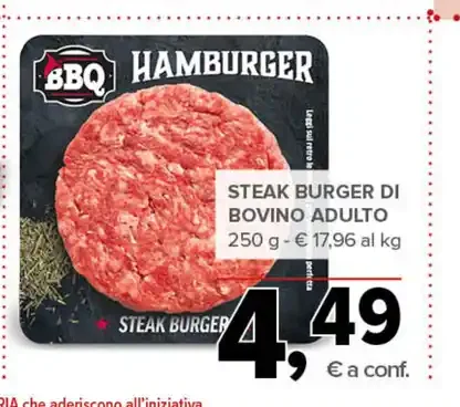 Steak burger di bovino adulto
