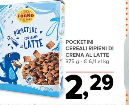 Pocketini cereali ripieni di crema al latte