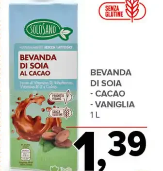 Bevanda di soia al cacao vaniglia