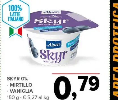 Skyr 0% mirtillo vaniglia
