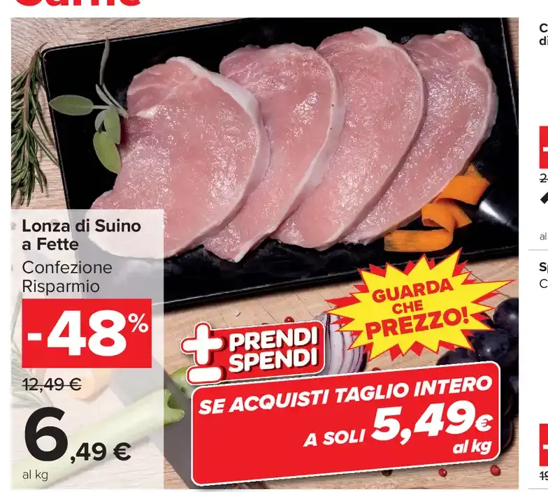 Lonza di suino a fette