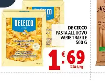 Pasta all'uovo De Cecco vari formati