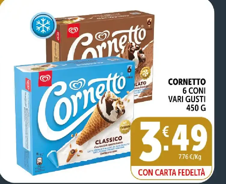 Cornetto gelato vari gusti