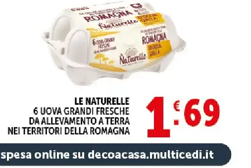Le Naturelle uova grandi fresche