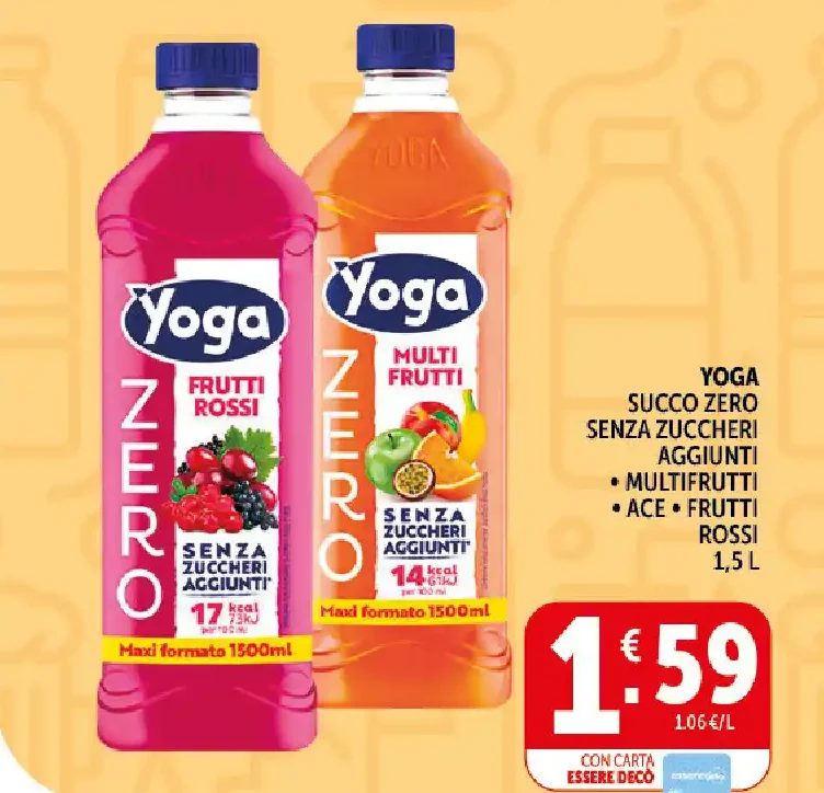 Yoga succo zero senza zuccheri aggiunti