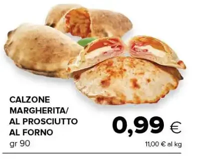 Calzone margherita al prosciutto al forno