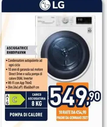 Asciugatrice LG RH80V9AVHN