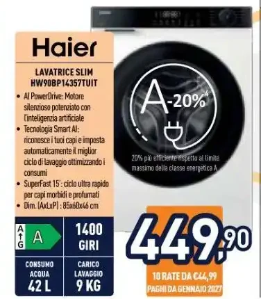 Haier lavatrice slim