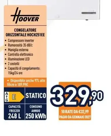 Hoover congelatore orizzontale