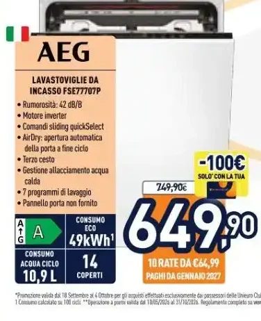 Lavastoviglie da incasso AEG