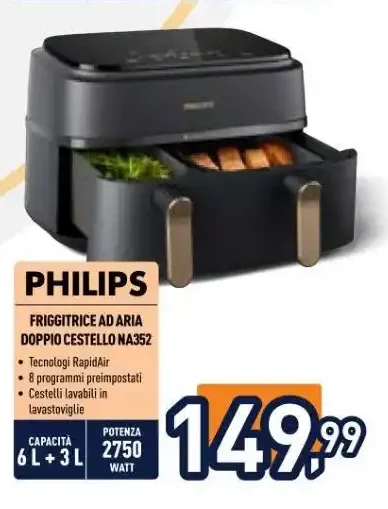 Friggitrice ad aria doppio cesto XXL HD9951